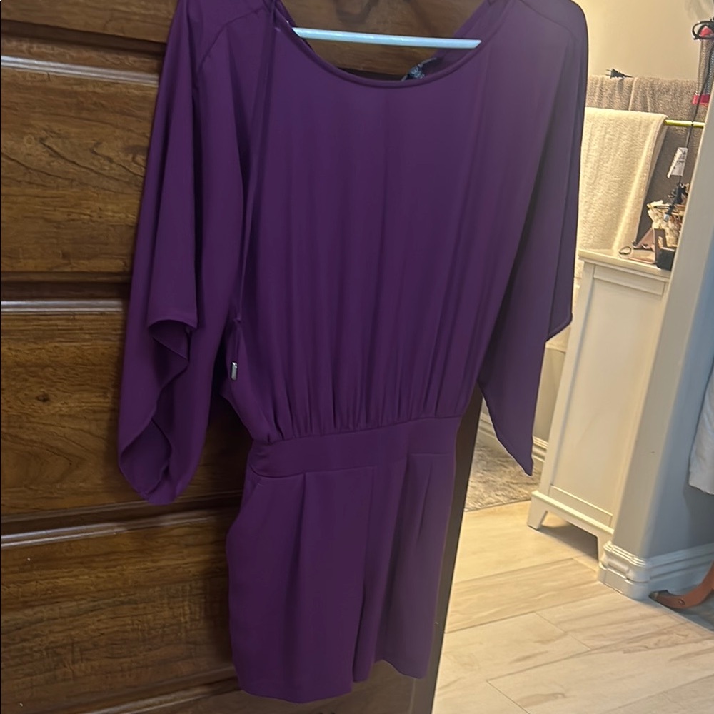 White House Black Market Purple Sheath Jumpsuit with Dolman Sleeves